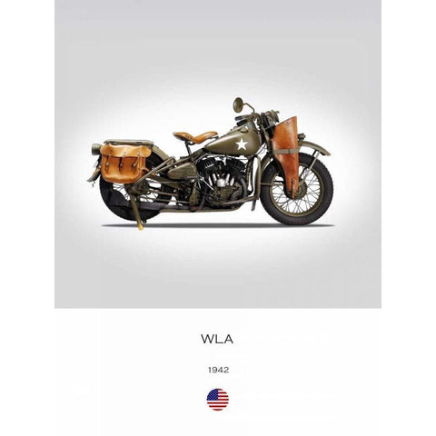 Harley Davidson WLA 1942 White Modern Wood Framed Art Print by Rogan, Mark