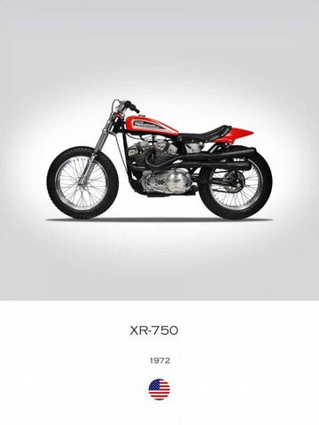 Harley Davidson XR 750 1972 White Modern Wood Framed Art Print with Double Matting by Rogan, Mark
