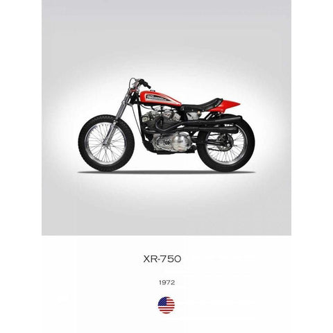 Harley Davidson XR 750 1972 White Modern Wood Framed Art Print by Rogan, Mark