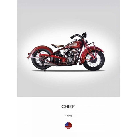 Indian Chief 1939 White Modern Wood Framed Art Print by Rogan, Mark