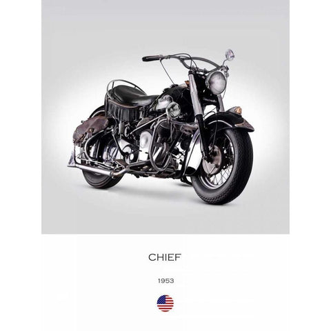 Indian Chief RoadMaster 1953 Gold Ornate Wood Framed Art Print with Double Matting by Rogan, Mark