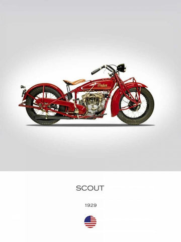 Indian Scout 101 1929 White Modern Wood Framed Art Print with Double Matting by Rogan, Mark