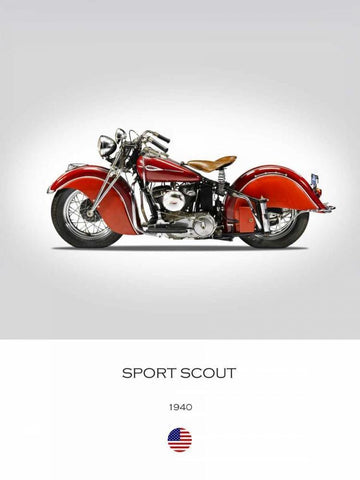 Indian Sport Scout 1940 Black Ornate Wood Framed Art Print with Double Matting by Rogan, Mark
