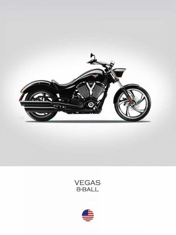 Victory Vegas 8 Ball Black Ornate Wood Framed Art Print with Double Matting by Rogan, Mark