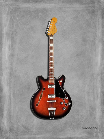 Fender Coronado Black Ornate Wood Framed Art Print with Double Matting by Rogan, Mark
