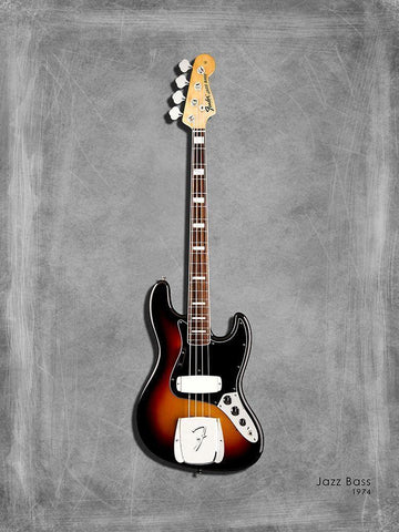 Fender Jazzbass74 Black Ornate Wood Framed Art Print with Double Matting by Rogan, Mark