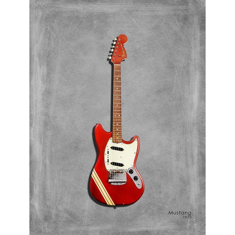 Fender Mustang 1970 Black Modern Wood Framed Art Print with Double Matting by Rogan, Mark