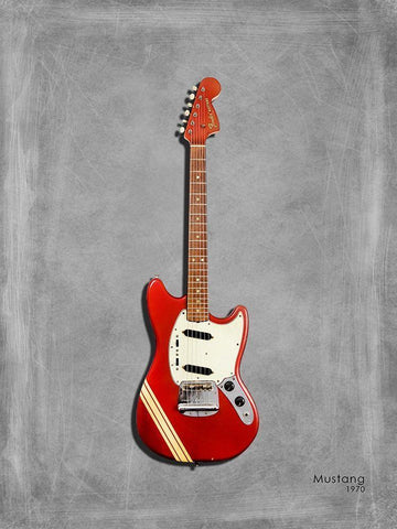 Fender Mustang 1970 Black Ornate Wood Framed Art Print with Double Matting by Rogan, Mark