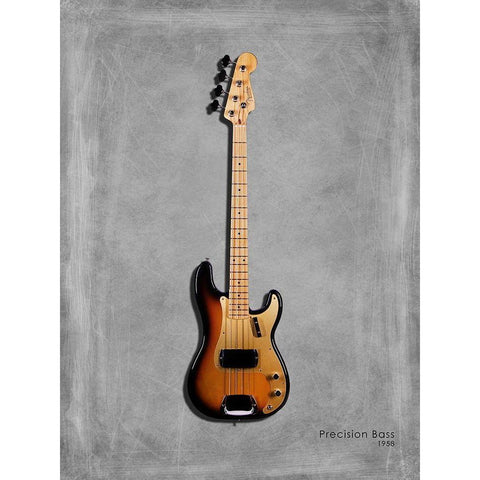 Fender Precision Bass 58 Black Modern Wood Framed Art Print with Double Matting by Rogan, Mark