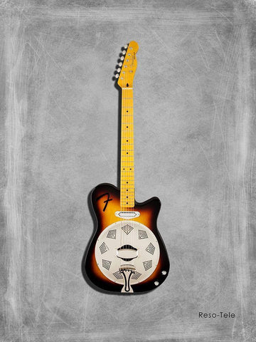 Fender Reso Tele Black Ornate Wood Framed Art Print with Double Matting by Rogan, Mark