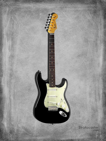 Fender Stratocaster 59 Black Ornate Wood Framed Art Print with Double Matting by Rogan, Mark