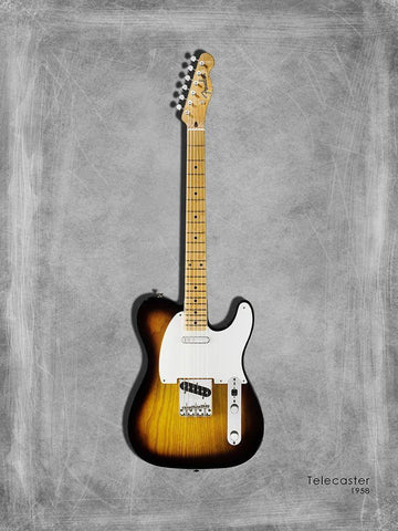 Fender Telecaster 58 Black Ornate Wood Framed Art Print with Double Matting by Rogan, Mark