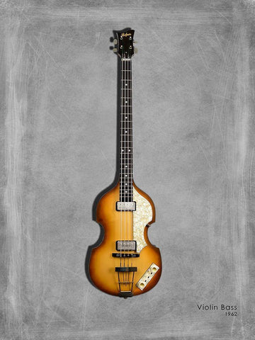 Hofner Violin Bass 62 Black Ornate Wood Framed Art Print with Double Matting by Rogan, Mark