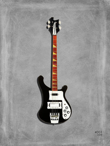 Rickenbacker 4001 1979 Black Ornate Wood Framed Art Print with Double Matting by Rogan, Mark