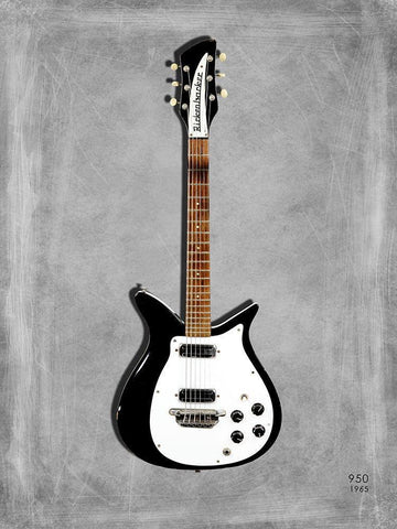 Rickenbacker 950 1965 Black Ornate Wood Framed Art Print with Double Matting by Rogan, Mark