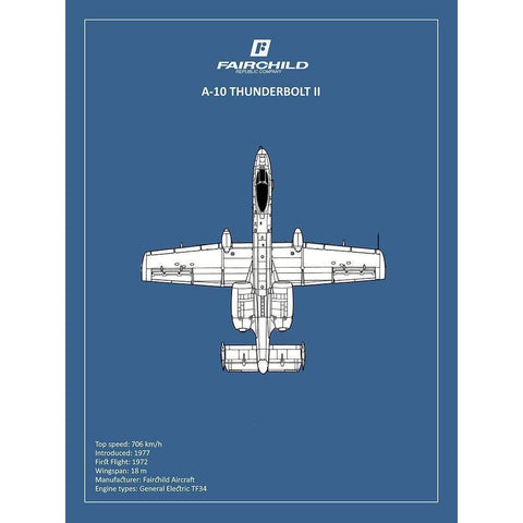 BP A-10 Thunderbolt 2  Black Modern Wood Framed Art Print with Double Matting by Rogan, Mark