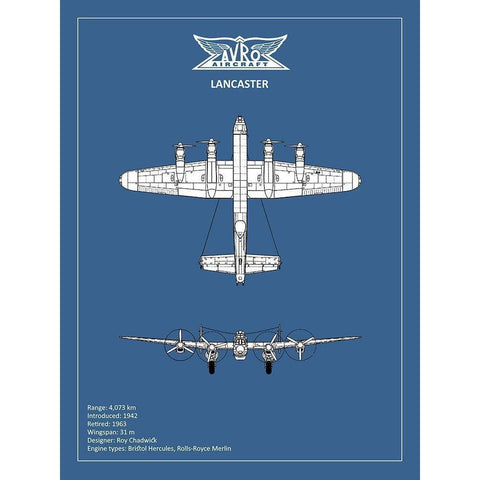 BP Avro Lancaster  White Modern Wood Framed Art Print by Rogan, Mark