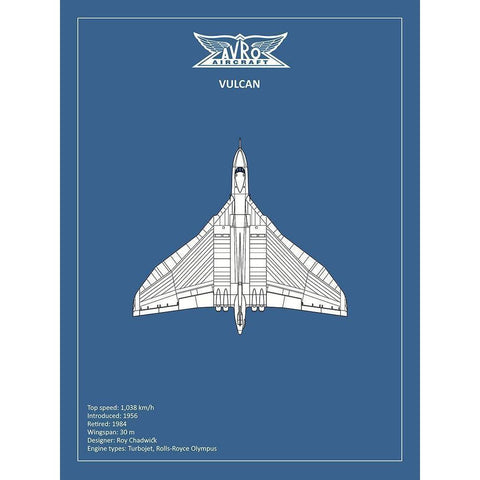 BP Avro Vulcan  White Modern Wood Framed Art Print by Rogan, Mark