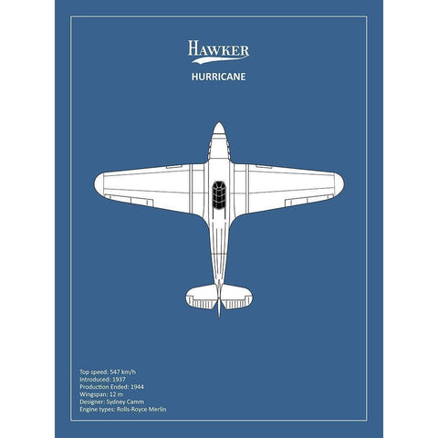 BP Hawker Hurricane  Black Modern Wood Framed Art Print with Double Matting by Rogan, Mark