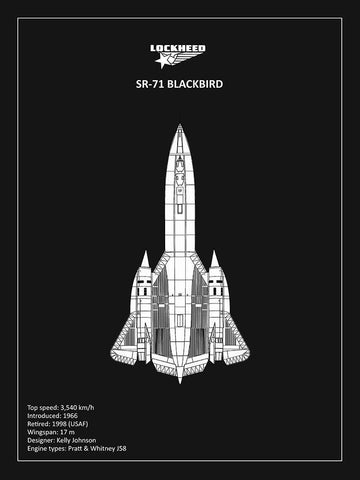 BP LOCKHEED SR-71 Black  Black Ornate Wood Framed Art Print with Double Matting by Rogan, Mark