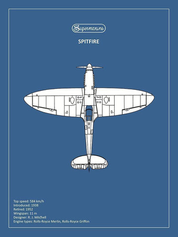 BP Supermarine Spitfire  White Modern Wood Framed Art Print with Double Matting by Rogan, Mark