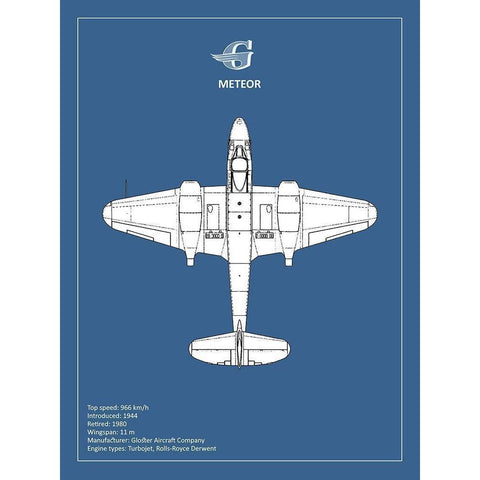 Gloster Meteor  White Modern Wood Framed Art Print by Rogan, Mark