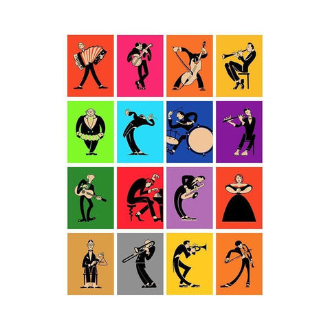 The Musicians  Black Modern Wood Framed Art Print with Double Matting by Rogan, Mark