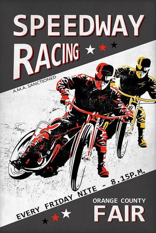 Speedway Racing OC Fair Black Ornate Wood Framed Art Print with Double Matting by Rogan, Mark