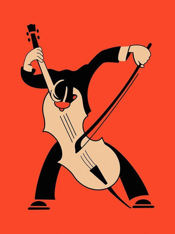 The Cello White Modern Wood Framed Art Print with Double Matting by Rogan, Mark