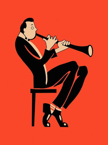 The Clarinet Black Ornate Wood Framed Art Print with Double Matting by Rogan, Mark