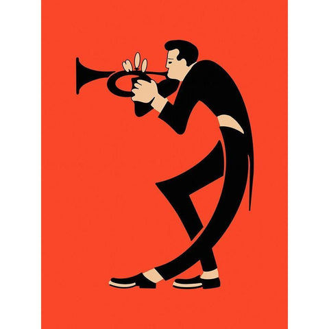 The Trumpet Black Modern Wood Framed Art Print by Rogan, Mark