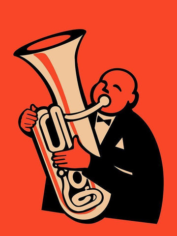 The Tuba Black Ornate Wood Framed Art Print with Double Matting by Rogan, Mark