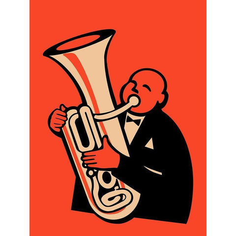 The Tuba Black Modern Wood Framed Art Print by Rogan, Mark