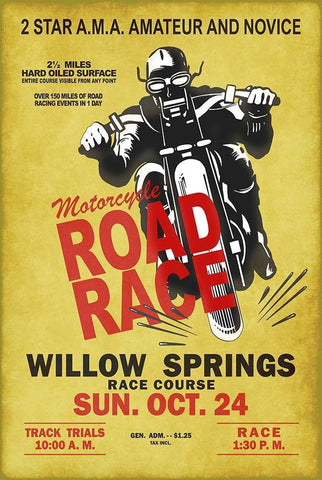 Willow Springs Road Race White Modern Wood Framed Art Print with Double Matting by Rogan, Mark