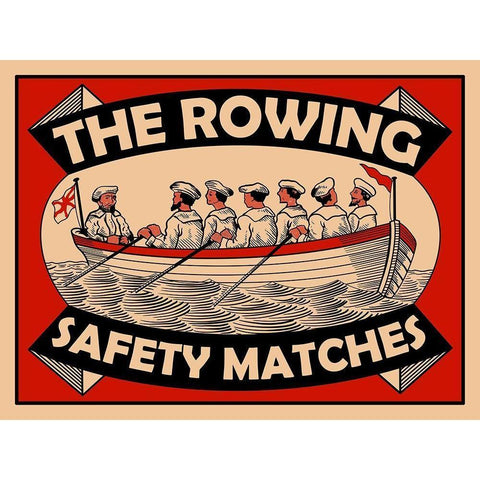 Rowing Safety Matches Gold Ornate Wood Framed Art Print with Double Matting by Rogan, Mark