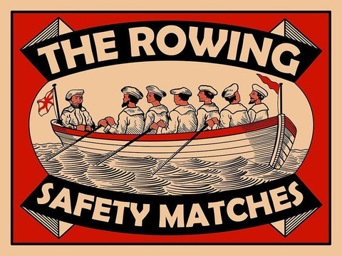 Rowing Safety Matches White Modern Wood Framed Art Print with Double Matting by Rogan, Mark