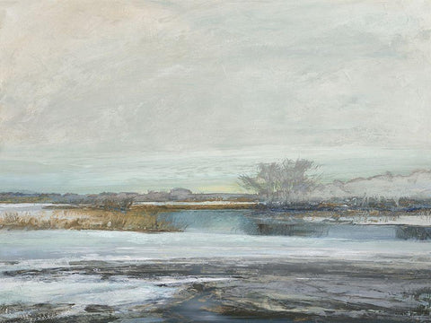 Waters Edge II White Modern Wood Framed Art Print with Double Matting by Messina, Jake