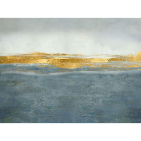 Linear Gold on Azure Black Modern Wood Framed Art Print by Messina, Jake