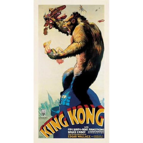 King Kong-1933 Gold Ornate Wood Framed Art Print with Double Matting by Anonymous