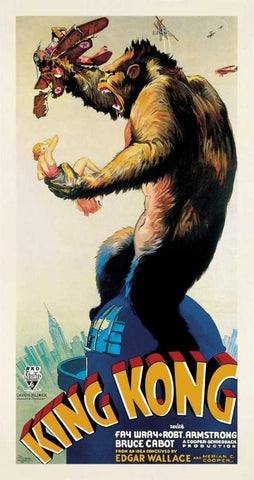 King Kong-1933 Black Ornate Wood Framed Art Print with Double Matting by Anonymous