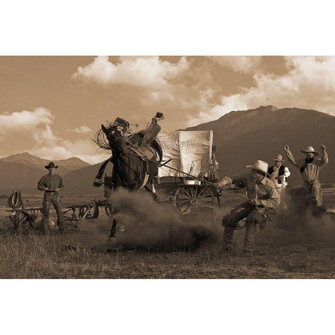 Bucking the Biscuits Black Modern Wood Framed Art Print with Double Matting by Dawson, Robert
