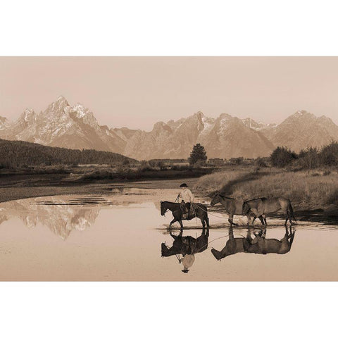 River Crossing II White Modern Wood Framed Art Print by Dawson, Robert