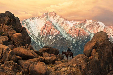 Sierra Morning Black Ornate Wood Framed Art Print with Double Matting by Dawson, Robert