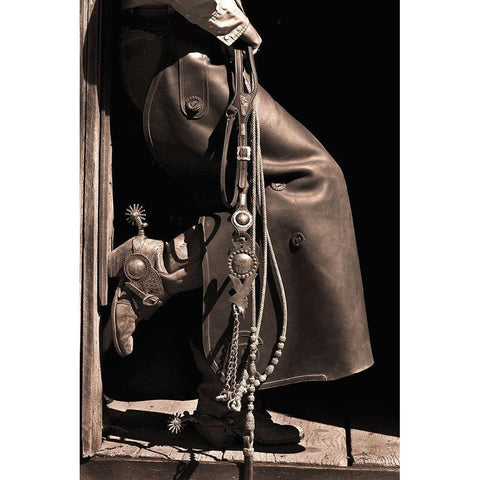 Texas Cowboy White Modern Wood Framed Art Print by Dawson, Robert