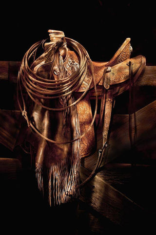 Z Ranch Gear Black Ornate Wood Framed Art Print with Double Matting by Dawson, Robert