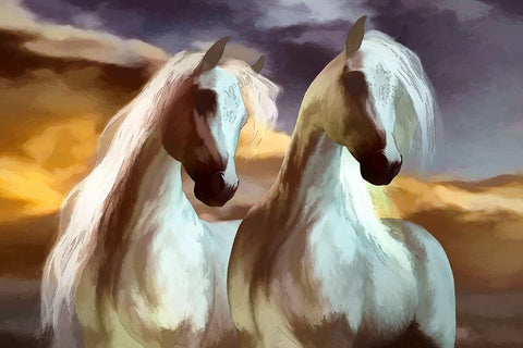 Arabian Brothers IV White Modern Wood Framed Art Print with Double Matting by Bolokofsky, Ronald