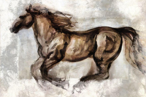 Full Trot White Modern Wood Framed Art Print with Double Matting by Bolokofsky, Ronald