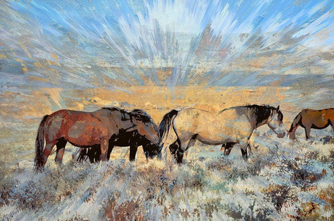 Grazing On the Grass Black Ornate Wood Framed Art Print with Double Matting by Bolokofsky, Ronald