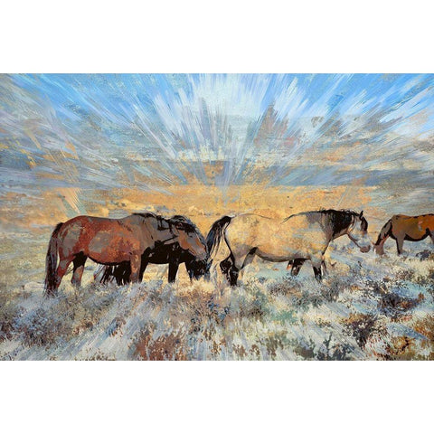 Grazing On the Grass White Modern Wood Framed Art Print by Bolokofsky, Ronald