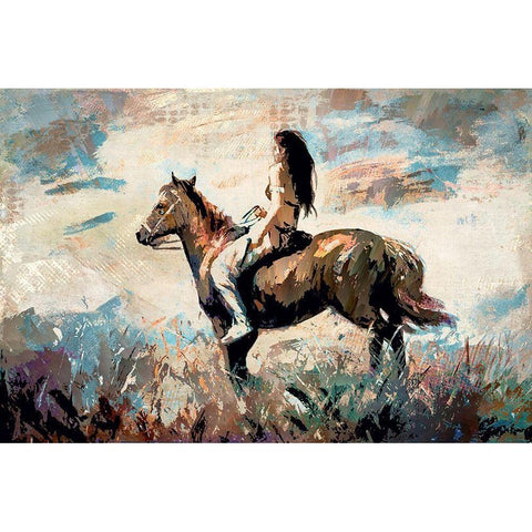 Morning Rider Black Modern Wood Framed Art Print with Double Matting by Bolokofsky, Ronald